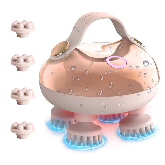 XIRQI 2026 New Electric Scalp Massager, Waterproof Head Massager with 8 Removable Claws, Scalp Massage Tool, Rose