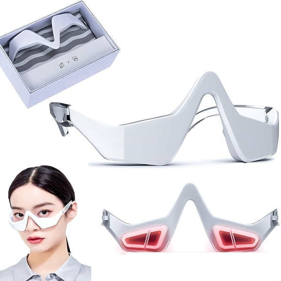 XIRQI 2026 New Under Eye Red Light Therapy Glasses, Microcurrent Wave Device, 3D Contour Eye Massager, Red Light Therapy Relieve Eyes Bags, Wrinkles and Dark Circles