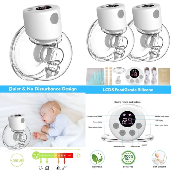 XIRQI 2026 New Hand Free Breast Pump Wireless Wearable Breast Pump Low Noise&Painless Massage Function for Breastfeeding,Pumping,Milk Collection