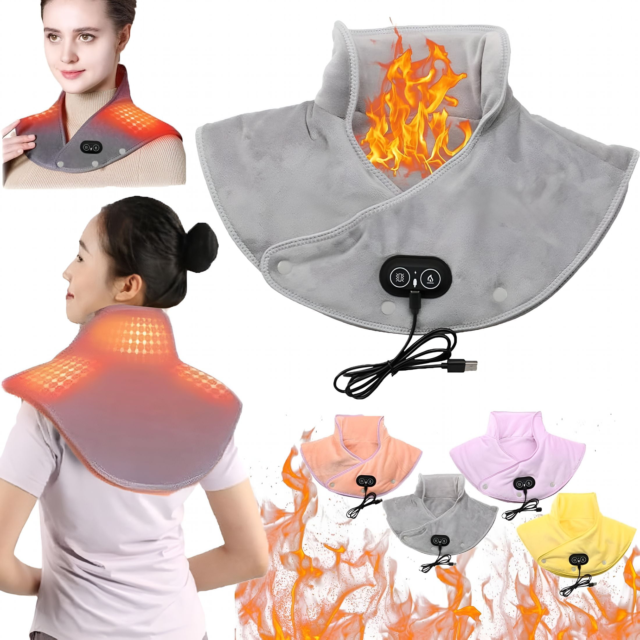 XIRQI 2026 New Heated Neck and Shoulder Massager with 3 Heat Levels & 3 Massage Modes,Carbon Fiber Fast Heating Usb Powered for Office Home Use