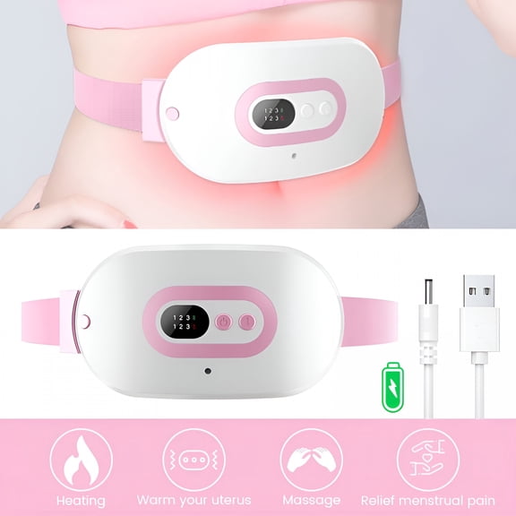XIRQI 2026 New Infrared Physiotherapy Warm Uterus Belt Rechargeable Heating Uterus Belts Postpartum Recovery Acupoints Vibrating Massage Device Period Cramp Massager(White)