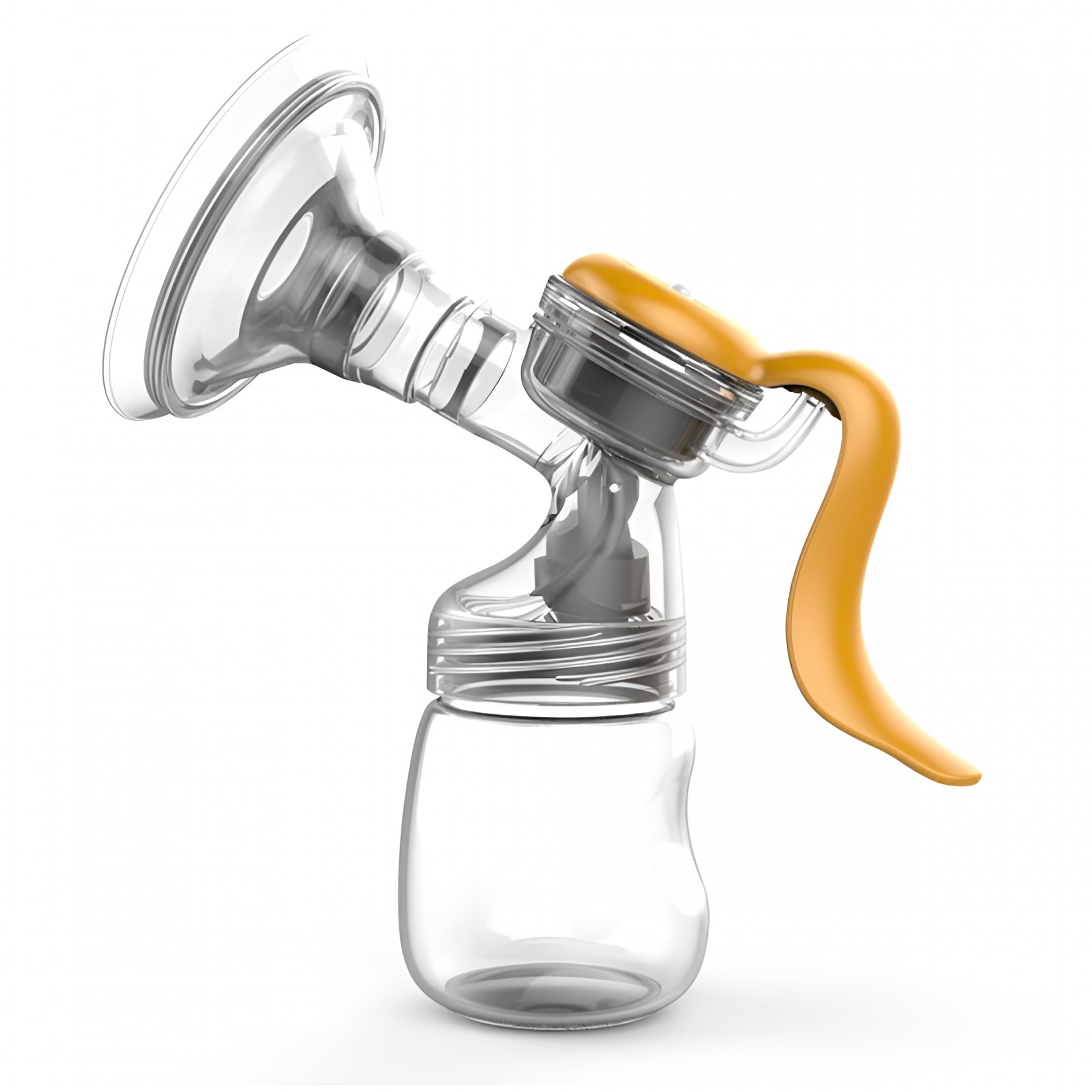 XIRQI 2026 New Manual Breast Pump Single Hand Breast Pump for Breastfeeding with 150Ml Milk Bottle 110° Wide Angle Silicone Breast Shield Portable Breast Pump