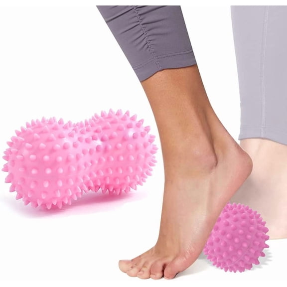 XIRQI 2026 New Peanut Ball,Foot Massager Ball,Spiky Massage Ball,For Trigger Point Therapy,Deep Point Massage,Heel Foot Arch Pain,Muscle Recovery,Plantar Fasciitis,Back Pain,Neck Pain Relief (Pink)