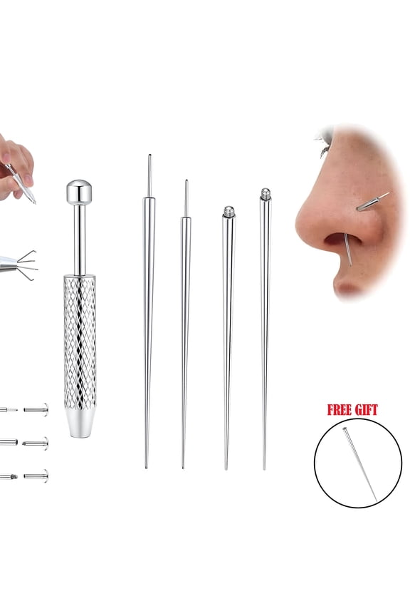 2026 New Piercing Taper Ball Grabber Tool for Changing Jewelry-16G 18G Stainless Steel Flat Back Earrings Applicator Tool Threadless Insertion Pin Thread Body Piercing Kit for Ear Nose Lip