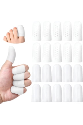 20Pcs Nail Biting Prevention Gloves with Air Holes, Gel Finger Cots for Nail Biting, Relief Hand Eczema Fingers Covers, Healing Wounds Trigger Fingers Cracking (White)