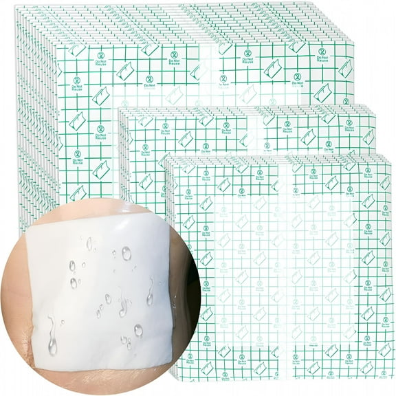 XIRQI 25 Pcs Waterproof Ostomy Bag Shower Cover 10"x10",Stoma Bath Protector Shield Film Adhesive Dressing Bandage for Ostomy Supply Guard Accessory