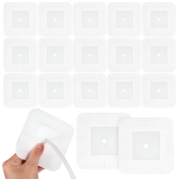 XIRQI 25Pcs Split Drain Adhesive Bandages Wound Cover Catheter Feeding Tube Pad for Blister Wound Care