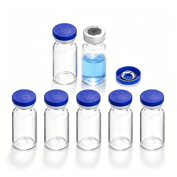 XIRQI 2Ml Sealed Vials with Self Healing Injection Port and Plastic-Aluminum Flip Caps,Glass Empty Vials for Injection 10 Pack