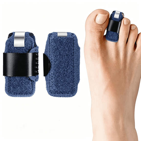 XIRQI 2Pcs Blue Toe Splint for Broken Toe U-Shaped Toes Corrector Brace Toes Straightener Adjustable Fixed Support for Men and Women