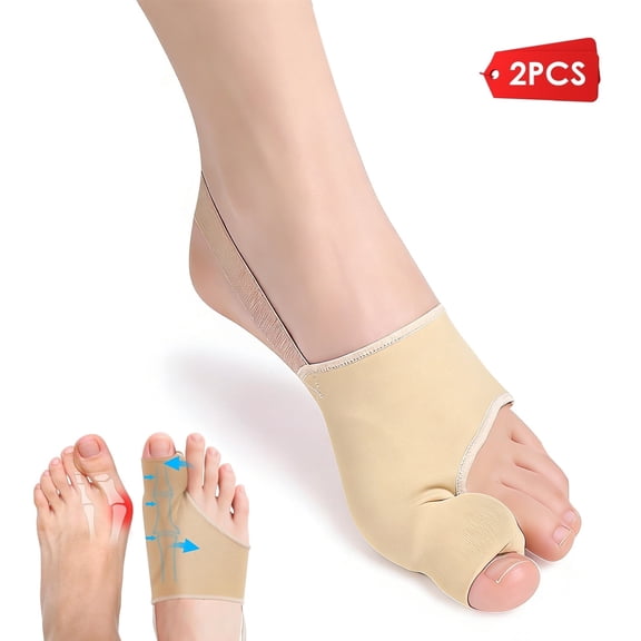 XIRQI 2Pcs Bunion Corrector for Women&Men,Breathable Big Toe Straightener with Non-Slip Strap for Day Night Support,Beige