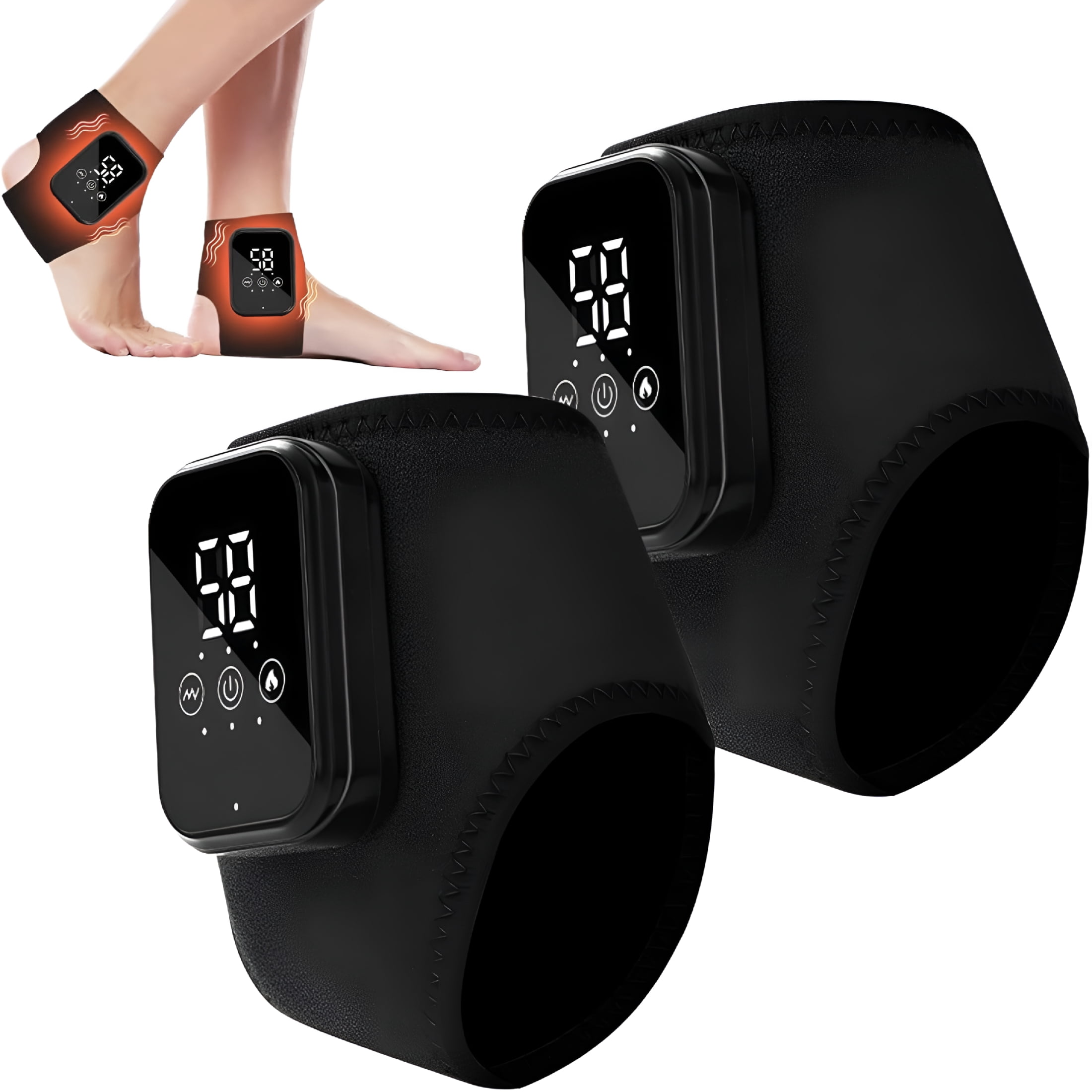 XIRQI 2026 New 2Pcs Foot Massager with Smart Timer,3-In-1 Portable Vibrating Heated Feet Massagers for Neuropathy Pain Relief & Ankle Relaxation & Blood Circulation for Home Office Travel (Black)