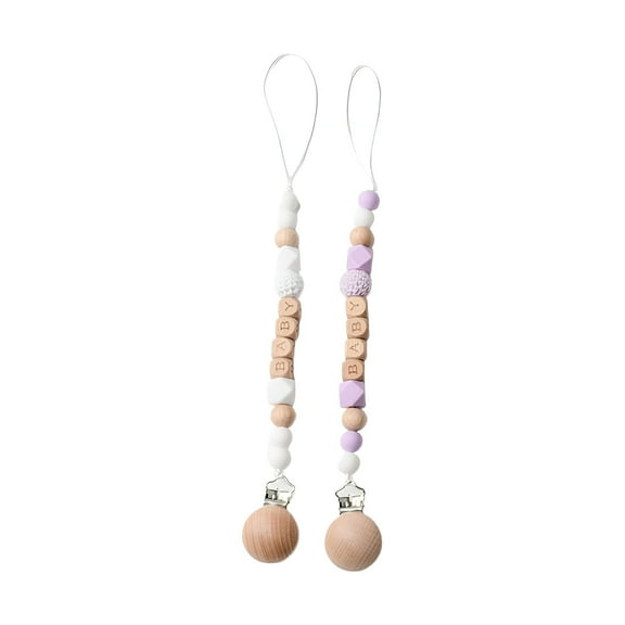 XIRQI 2Pcs Pacifier Clip,Baby Letter Design Pacifier Holder,Anti-Drop Chain Design Binky Clips
