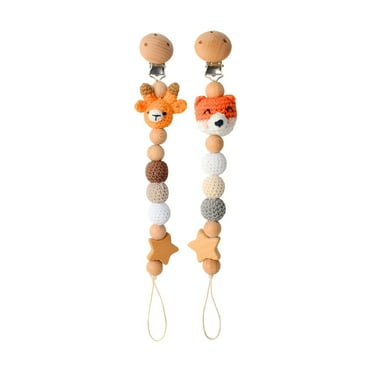 XIRQI 2Pcs Pacifier Clip,Cute Cartoon Design Pacifier Holder,Secure Anti-Fall Design Binky Clips