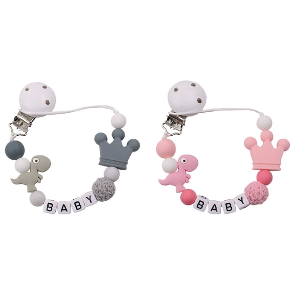 XIRQI 2Pcs Pacifier Clip,Food-Grade Silicone Beads Pacifier Holder,Anti-Drop Chain Design Binky Clips