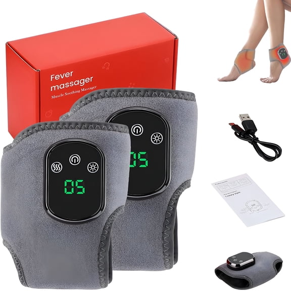 XIRQI 3 in 1 Foot Massager for Neuropathy,Foot Massager for Neuropathy-Wireless Portable Heated Ankle Wrap with 3 Vibration Modes & 5 Heat Levels for Pain Relief