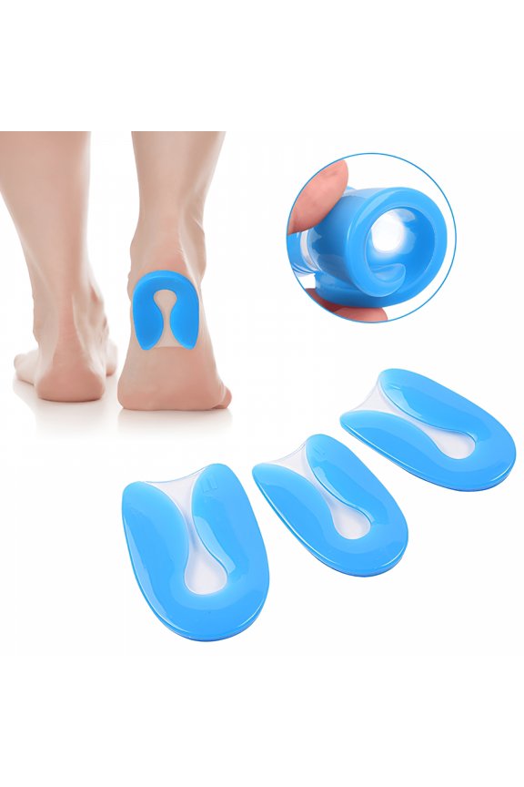 3 Pairs of Silicone U-Shaped Bone Spur Heel Cups, Corrective Heel Support Pads for Plantar Fasciitis and Heel Pain Relief, Shock Absorption Support (S)