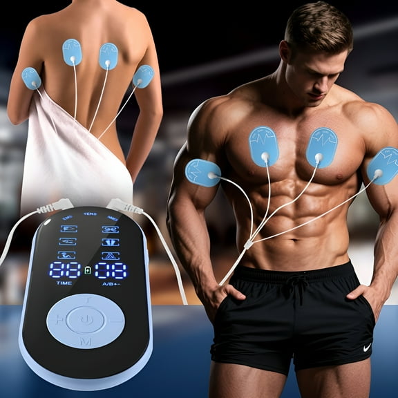 XIRQI 3-in-1 TENS Unit Muscle Stimulator,Muscle Stimulator for Relaxation,EMS Dual Channel Pulse Massager with 8 Reusable Electrode Pads 18 Modes for Back Neck Muscle Relief,Wireless Tens