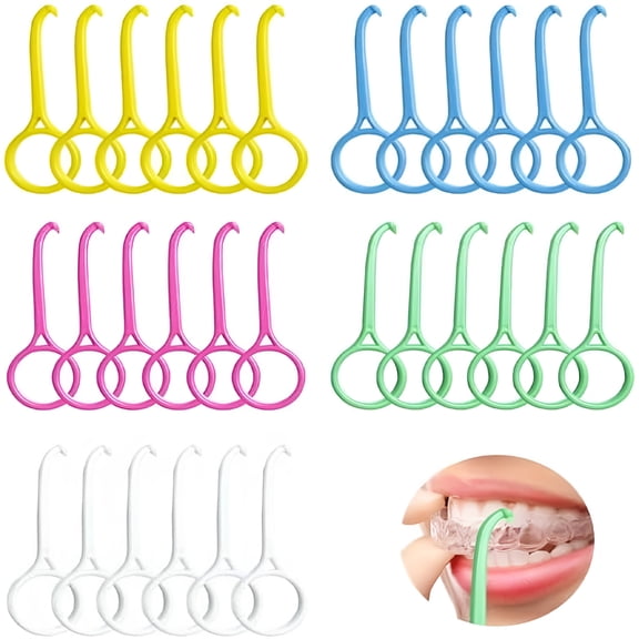 XIRQI 30 Pcs Aligner Removal Tool,Retainer Remover Tool Aligner Tooth Hook Invisible Braces Remover Braces Remover Hook,Aligner Kits for Removing Braces,Tooth Cleaning,Oral Care (5 Colors)