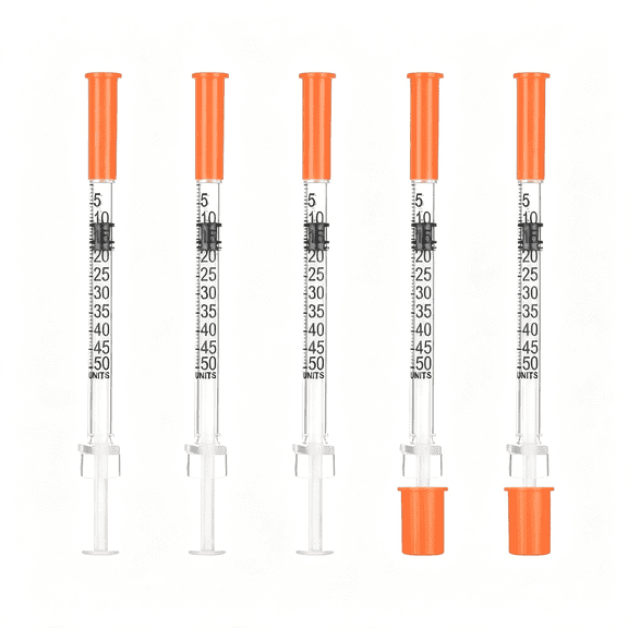 XIRQI 30Pack Lab Dispensing U-100-31 Ga,0.5Cc/Ml Jeringas with 1/4" (6Mm) Cap|Individually Wrapped Liquid Transfer Individually Wrapped 0.5Ml Syringes