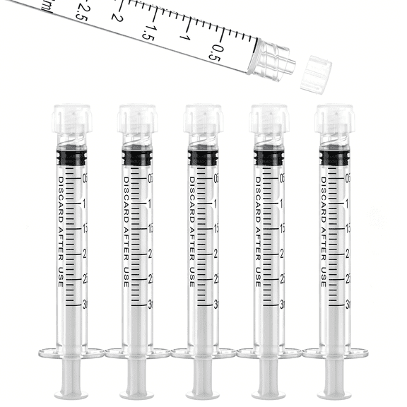 XIRQI 3Ml Luer Lock Syringes without Needle,Syringe with Cap,Sterile Individually Sealed,Professional,Industrial&Personal Home Care,50 Pack