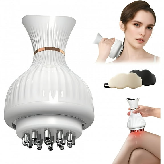 XIRQI 4 in 1 Leg Massager for Lymphatic Drainage, Hand Held Cleanse 4 in 1 Leg Massager for Edema, Rechargeable 19-Level Heating Vibration And Adjustable Speed, White, 7.5In X 3.5In, 1