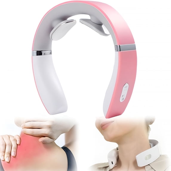 XIRQI 4-Head Electric Massagers Set, Vagus Nerve Stimulator Neck, 6 Modes And 16 Levels, Ergonomic Design, Promote Muscle Relaxation (Pink)