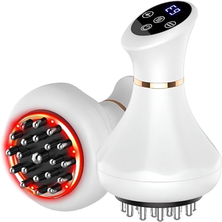 XIRQI 4-In-1 Electric Body Massager, Cordless Anti-Cellulite Sculpting Tool with Heating Vibration and Light, Handheld Skin Smoothing Massage Device