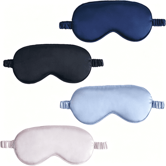 XIRQI 4 Pack Sleep Mask,Silk Eye Mask,Super Soft Eye Masks with Adjustable Strap,Lightweight Comfortable Blindfold,Perfect Blocks Light for Night,Travel,Nap,Meditation(4 Pack)