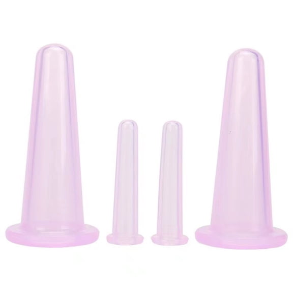 XIRQI 4 Pcs Face Cupping Set,Facial Cupping Set for Face and Eye Massage,Silicone Massage Vacuum Anti Aging Beauty Tool Facial Eye Care (2 Small + 2 Large) (Purple)