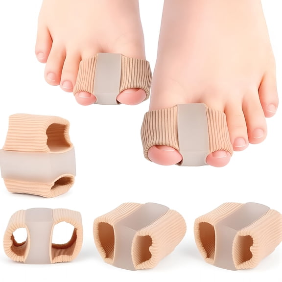 XIRQI 4 Pcs Gel Bunion Toe Separators with 2 Loops for Overlapping Toes Gel Toe Spacers Bunion Corrector for Feet, Hammer Toe Straightener for Women Men