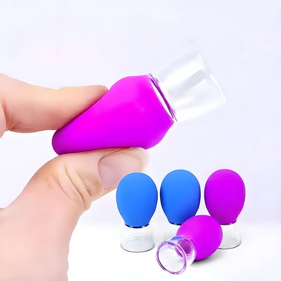 XIRQI 4 Pieces Facial Cupping Set,Vacuum Suction,Portable Silicone Cupping Cups,Massage Cups for Back Muscle Relaxation Stomach