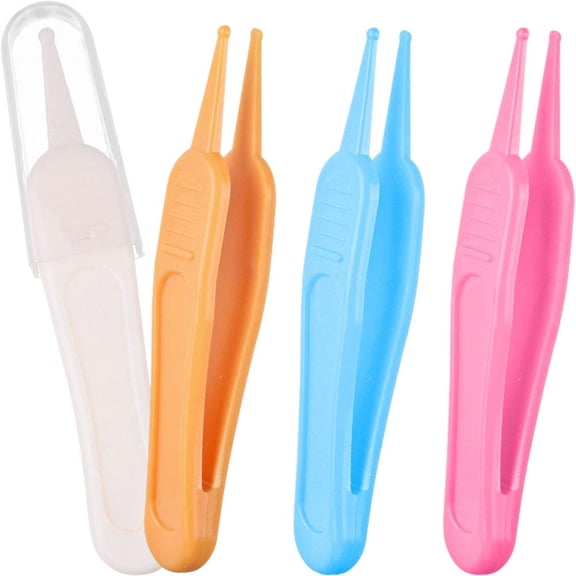 XIRQI 4 Pieces Nose Cleaning Tweezers Safe and Effective Clip Care Ear Nose Navel Clean Tool Nipper Plier Pincet Forceps,Baby Nose Picker