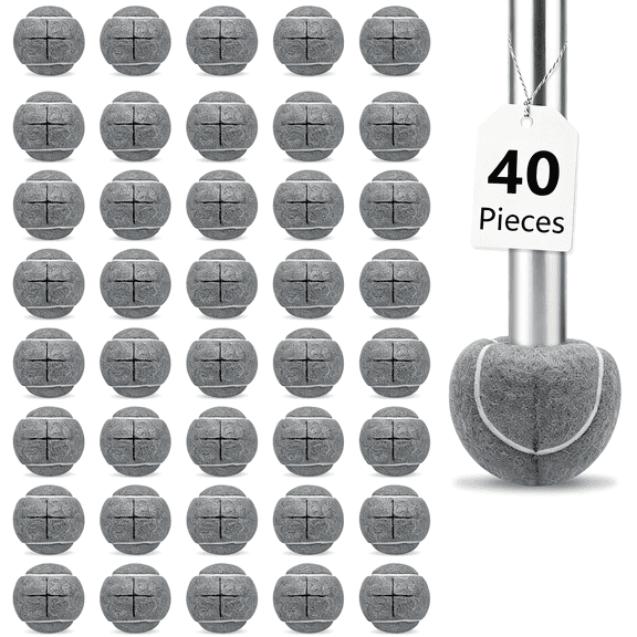 XIRQI 40 Pcs Precut Walker Tennis Balls for Walkers &Amp; Furniture Legs | Heavy Duty Long Lasting Felt Walkers Pads for Chair,Universal Fit Walker Glides for Seniors,Floor Protection,Grey