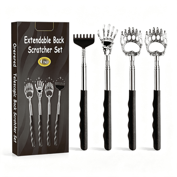 XIRQI 4Pcs Back Scratcher Extendable for Men Women Adults,Backscratcher Hand to Scratch Valentines Day Gifts Birthday Gifts for Men Back Massager Tool for Adults Christmas Gift Stocking Stuffers