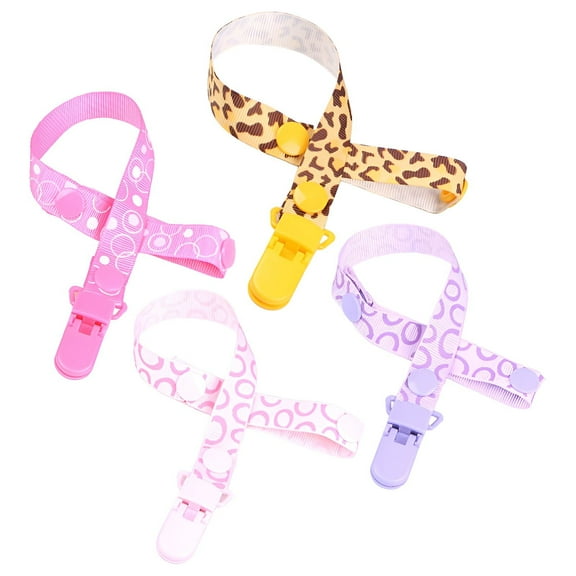 XIRQI 4Pcs Pacifier Clip,Anti-Loss Design for Secure Attachment Pacifier Holder,Cute Design to Attract Baby Binky Clips