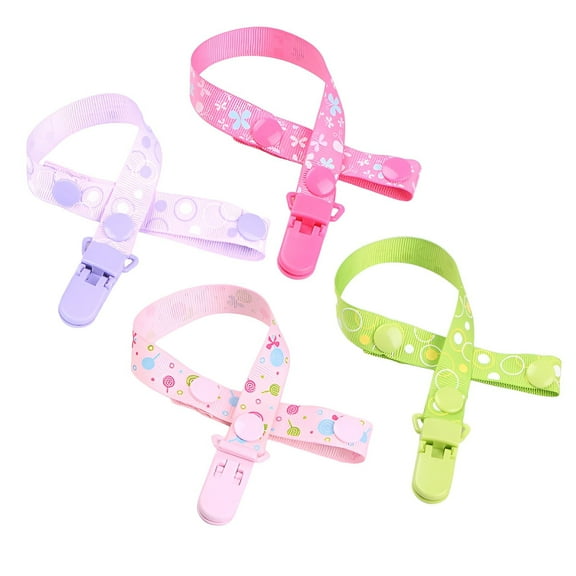XIRQI 4Pcs Pacifier Clip,Anti-Loss Design for Secure Attachment Pacifier Holder,Cute Design to Attract Baby Binky Clips
