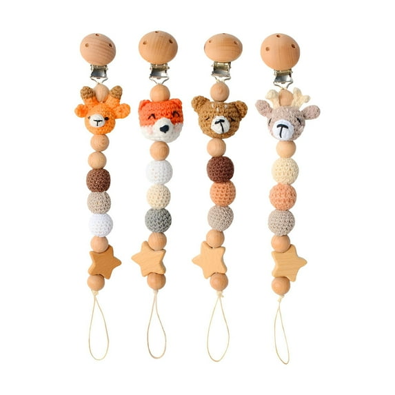 XIRQI 4Pcs Pacifier Clip,Crochet Craftsmanship Pacifier Holder,Secure Anti-Fall Design Binky Clips
