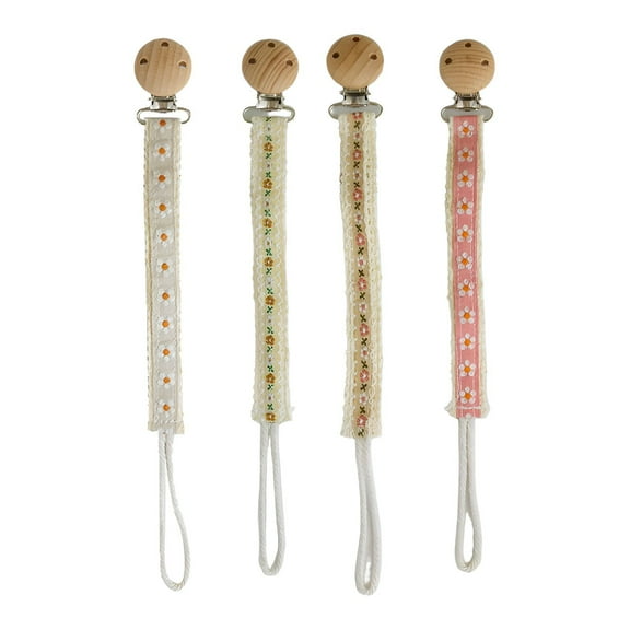 XIRQI 4Pcs Pacifier Clip,Easy to Clean and Durable Pacifier Holder,Exquisite Embroidery Ins Style Design Binky Clips