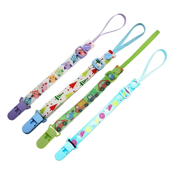 XIRQI 4Pcs Pacifier Clip,Strong Clip for Stability and Anti-Loss Pacifier Holder,Soft Materials for Skin-Friendly Comfort Binky Clips