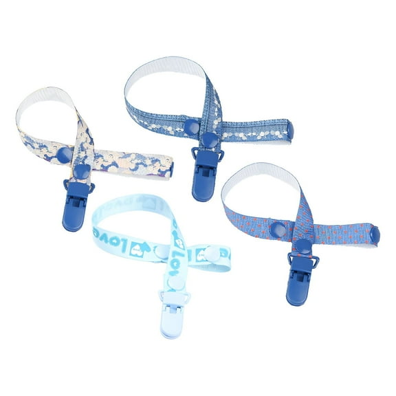XIRQI 4Pcs Pacifier Clip,Universal Strap Multi-Purpose,Anti-Loss Secure Attachment Binky Clips