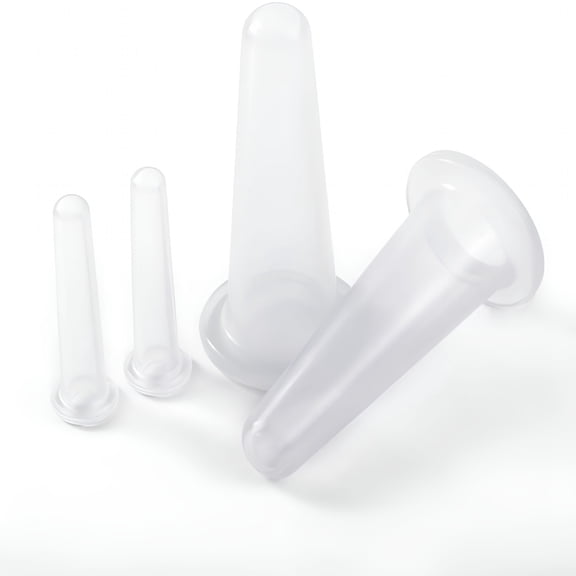 XIRQI 4Pcs Transparent Massage Cupping Set Silicone Mini Facial Cups Face Massager Helper Skin Care Neck Back Eyes Massaging Cup Safe to Use