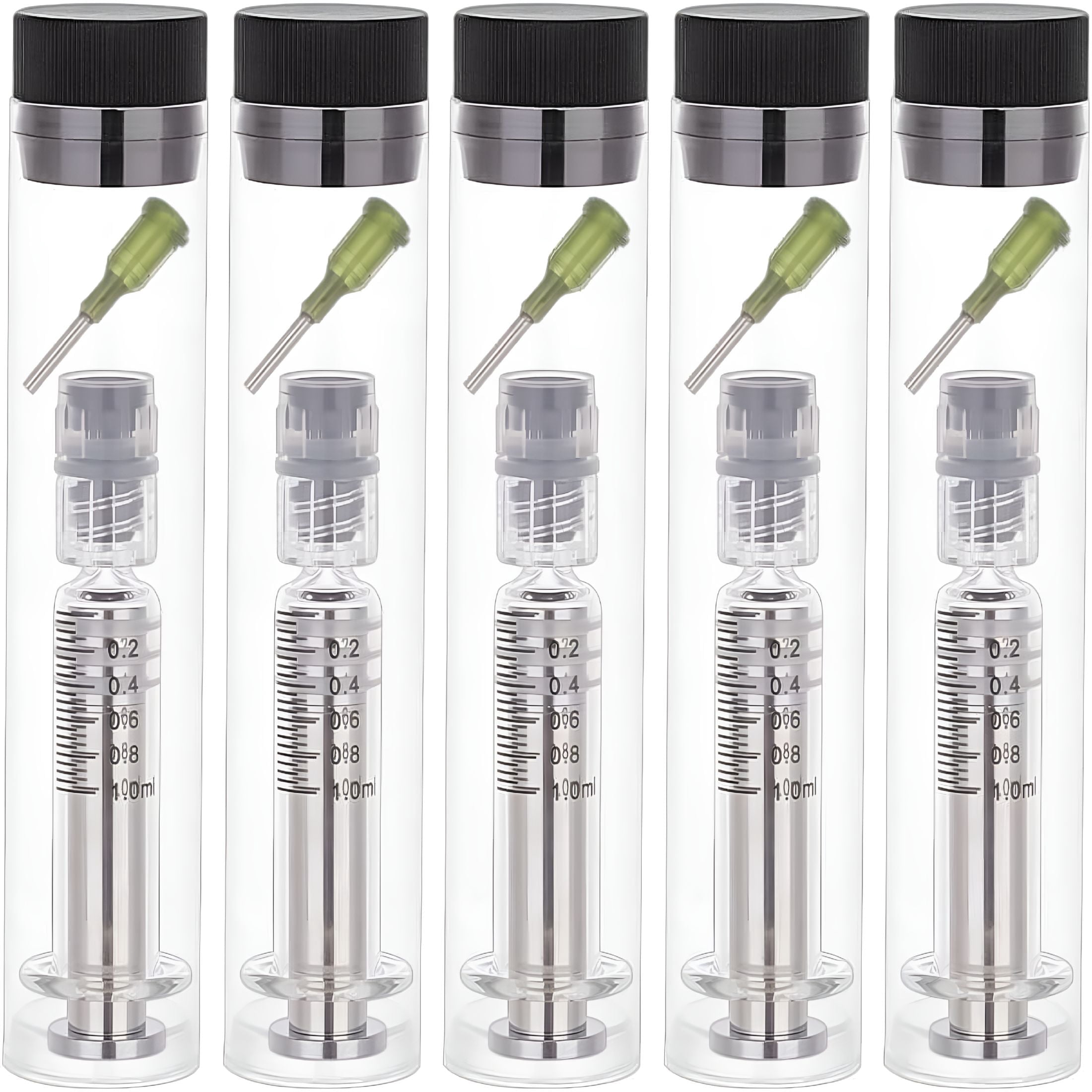 thc oil for vape refill XIRQI 5-Pack 1ml Reusable Glass Syringe with Luer Lock and Blunt Tips, Precision Liquid Dispenser Lab, CBD Oil, Refill, Pet Feeding, Leak-Proof Measurement Tool, Silver Select Flavor ::Mango Honeydew Flum UT 50000 Disposable CQ-40202294329422-100