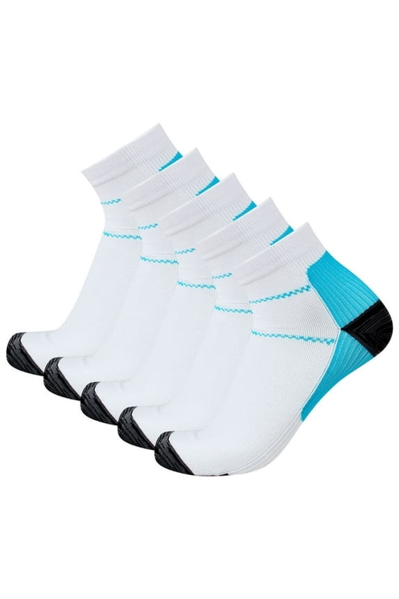 5 Pairs Compression Socks Running Socks Compression Ankle Socks Athletic Socks Hiking Socks Low Cut Socks Gym Socks Ankle Compression Socks White L/Xl