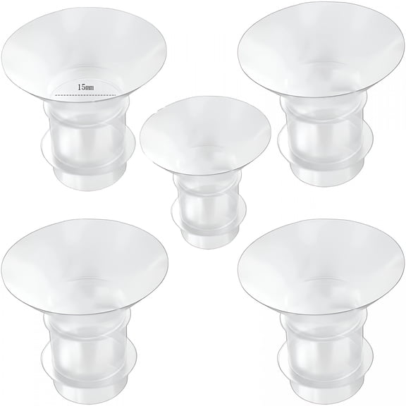 XIRQI 5 Pcs Breast Pump Flange Inserts Sizing Kit Breast Pump Replacement Pump Parts Washable Silicone Inserts Reusable,Reduce 24Mm Nipple Tunnel Down to 13 Mm(15Mm)