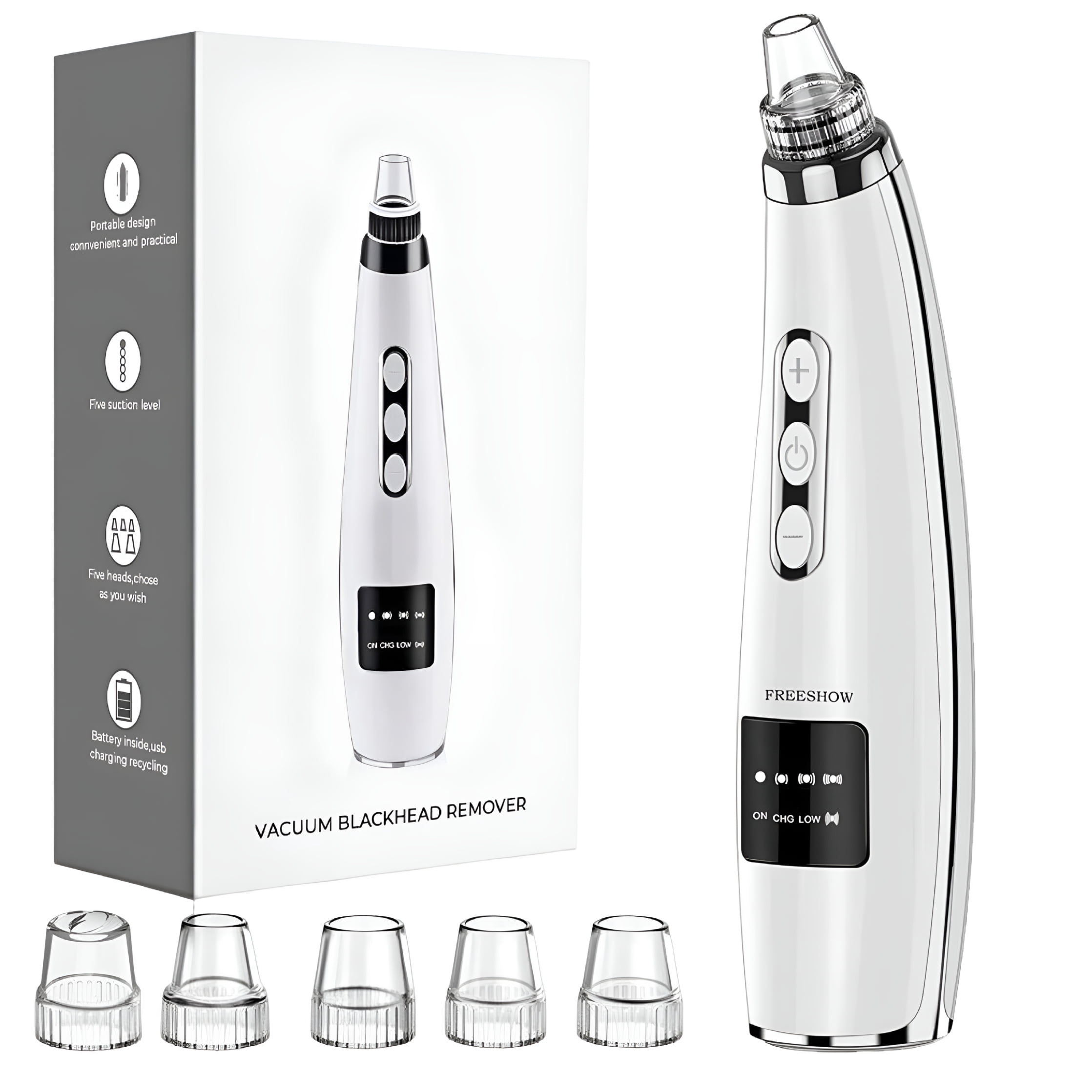 EXLEAF Probes USB Rechargeable Blackhead Vacuum Kit for Women Remover Skin Tag Face Tool