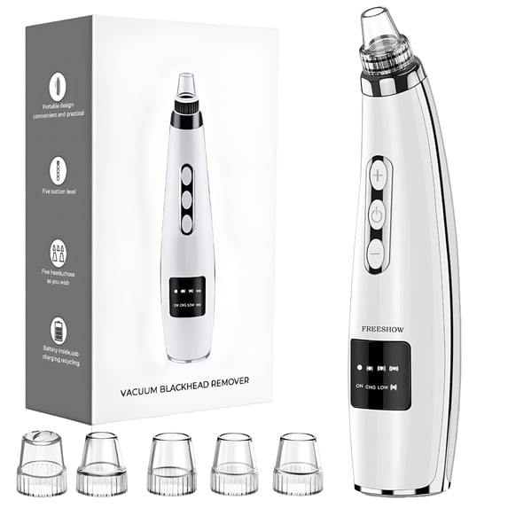 XIRQI 5 Probes, USB Rechargeable Blackhead Vacuum Kit for Women Men, Blackhead Remover, Skin Tag Remover, Black Head Remover for Face, Blackhead Remover Tool, Home Blackhead Cleaning Instrument