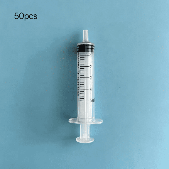 XIRQI 50 PCS 5ml Syringe with Cap for Liquid, Oral Syringe without Needle for Medicine Dropper, Colostrum Collect, Liquid Measuring, Individually Sealed, Luer Slip