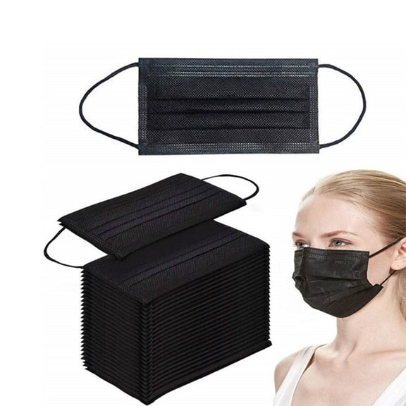 XIRQI 50 Pack Black Disposable Face Masks 3-Ply ASTM Level 3 Medical Grade, FSA/HSA Eligible, Breathable Comfortable for Allergy Sun Protection