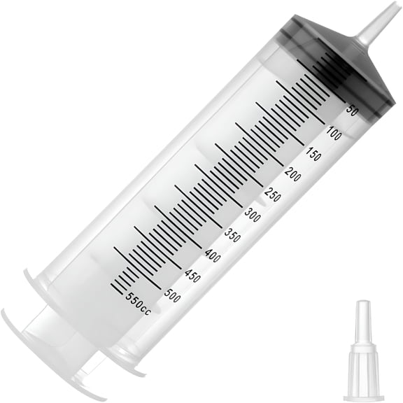XIRQI 500Ml Large Syringes,Individually Sterile Sealed Plastic Syringe for Liquid,Scientific Labs,Measurement,Pet Feeding,Ink Refilling,Oil Or Glue Applicator(1 Pack)