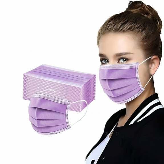 XIRQI 50PCS Women Man Solid Mask Disposable Face Mask 3Ply Ear Loop Anti-PM2.5 Mask
